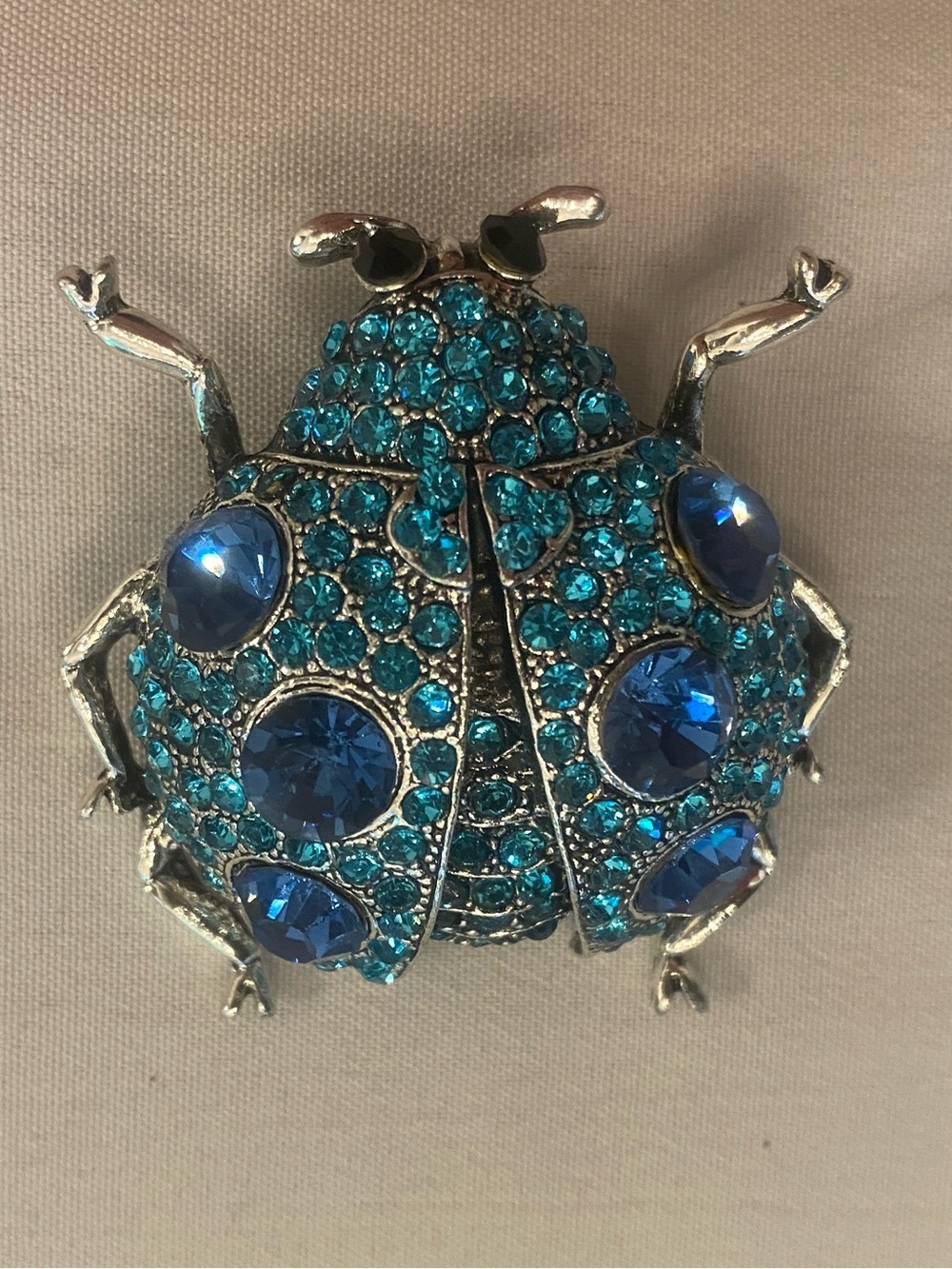 Brooch Insect Ladybug Bug Crystal Turquoise Pin NEW Pretty!!!